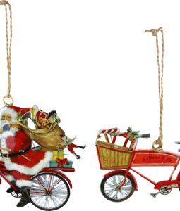 5796 ORNAMENTAL HANGER XMAS BIKES S/2
